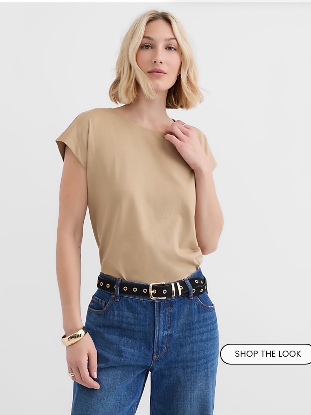LOFT Beige Short Sleeve Boxy Tee